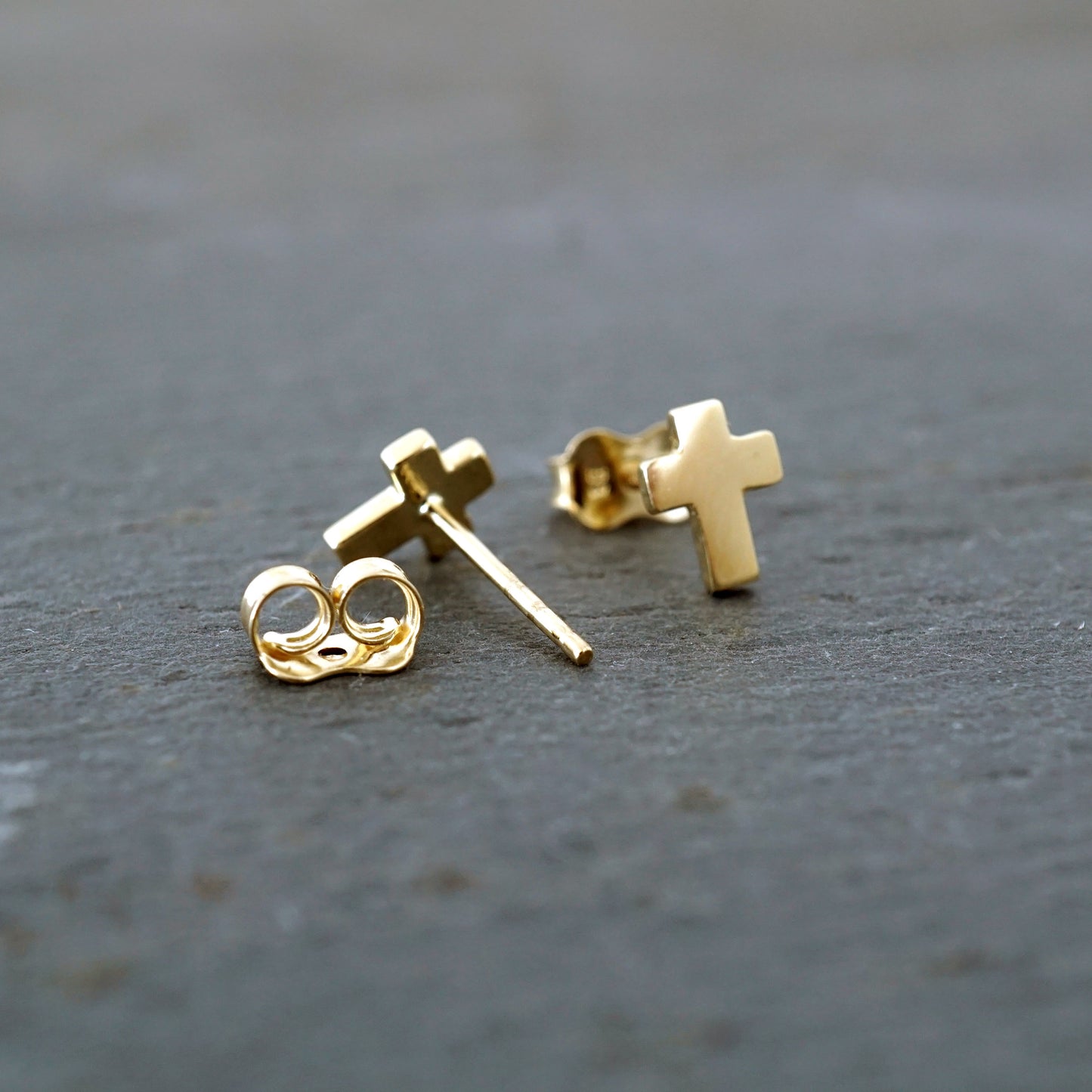 Small Cross 10k Gold Studs