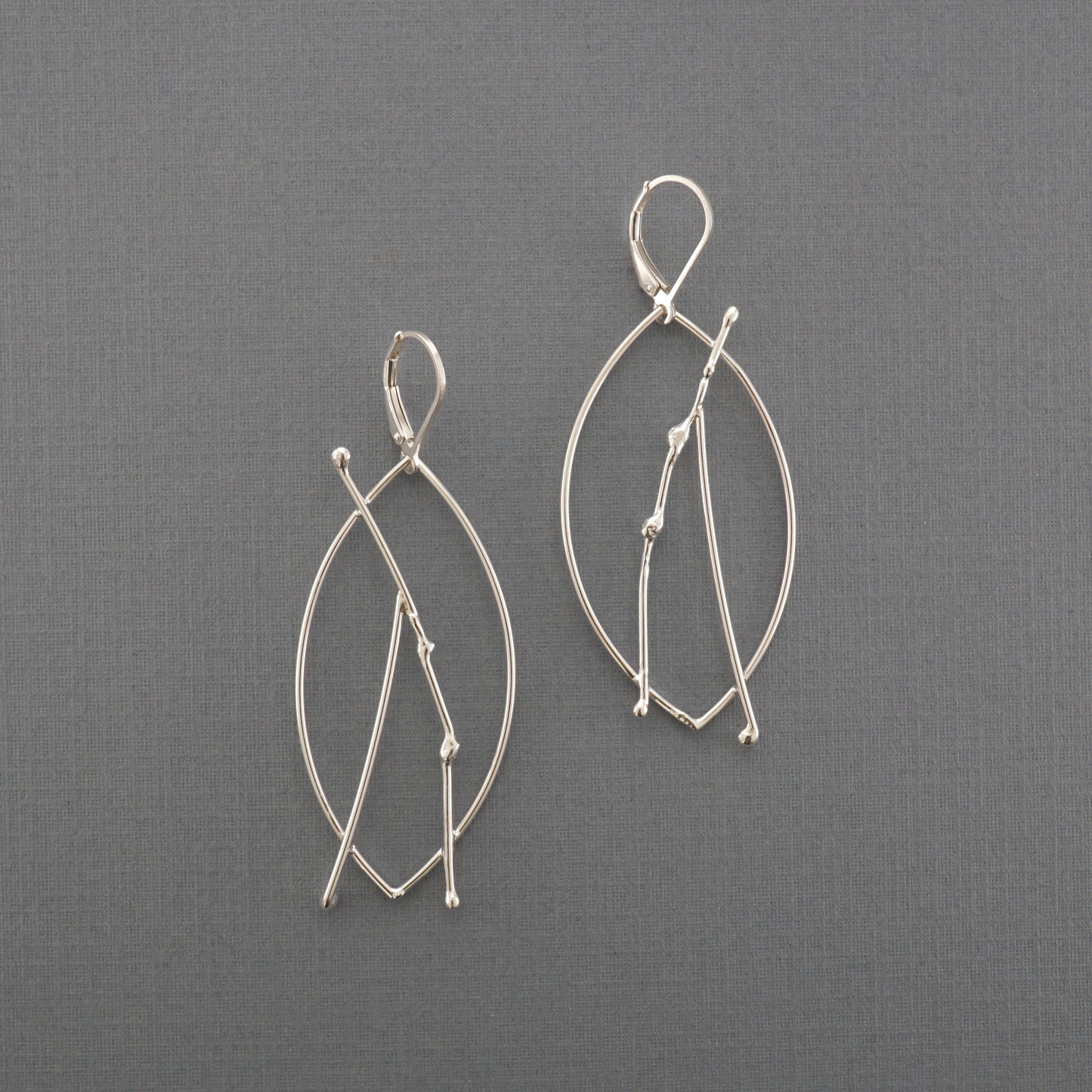 Abstract Line Leaf Earrings, v.2
