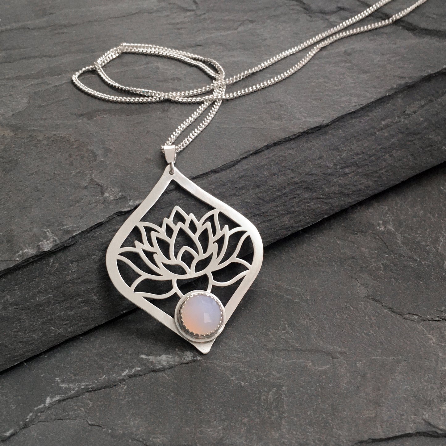Lotus Blossom Pendant with set stone