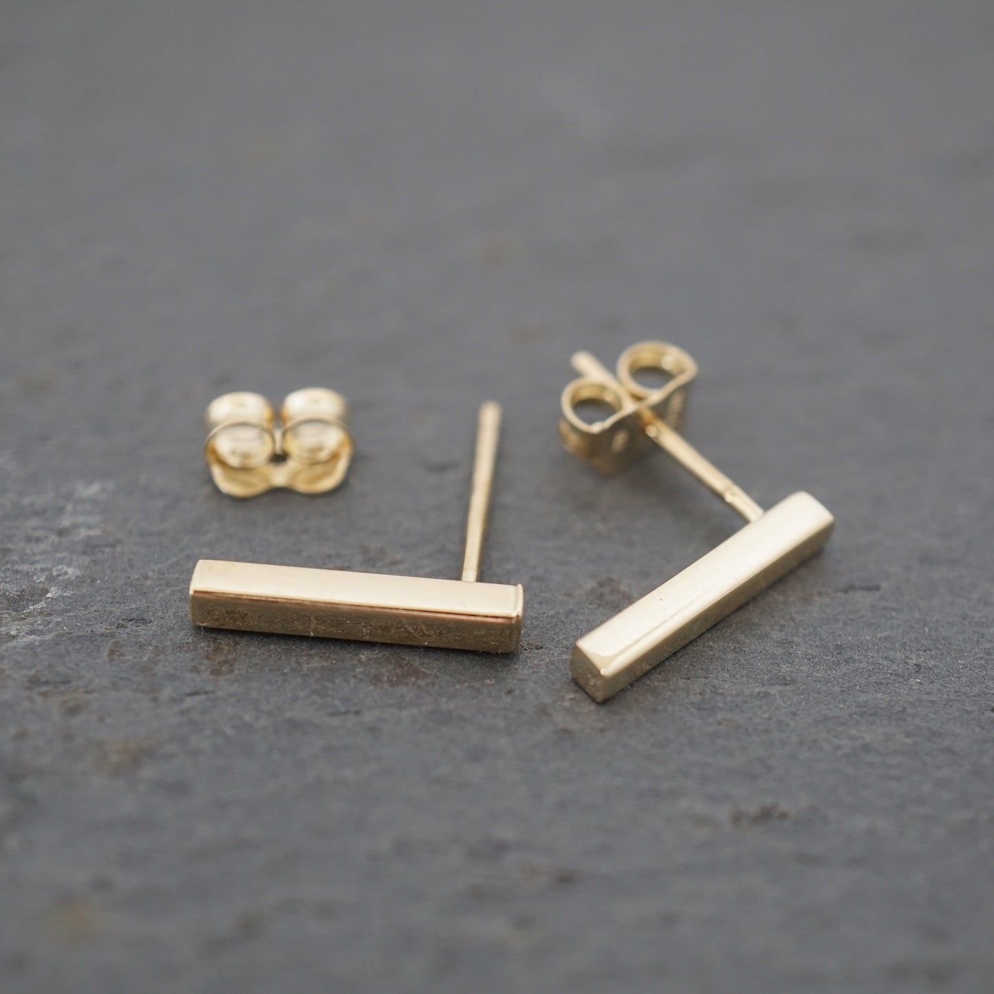 Medium Square Bar 10k Gold Studs