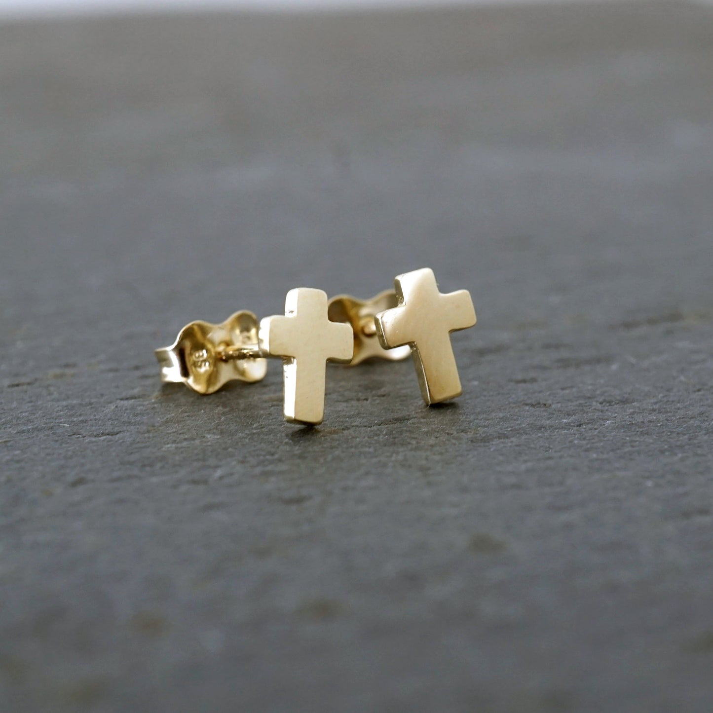 Small Cross 10k Gold Studs