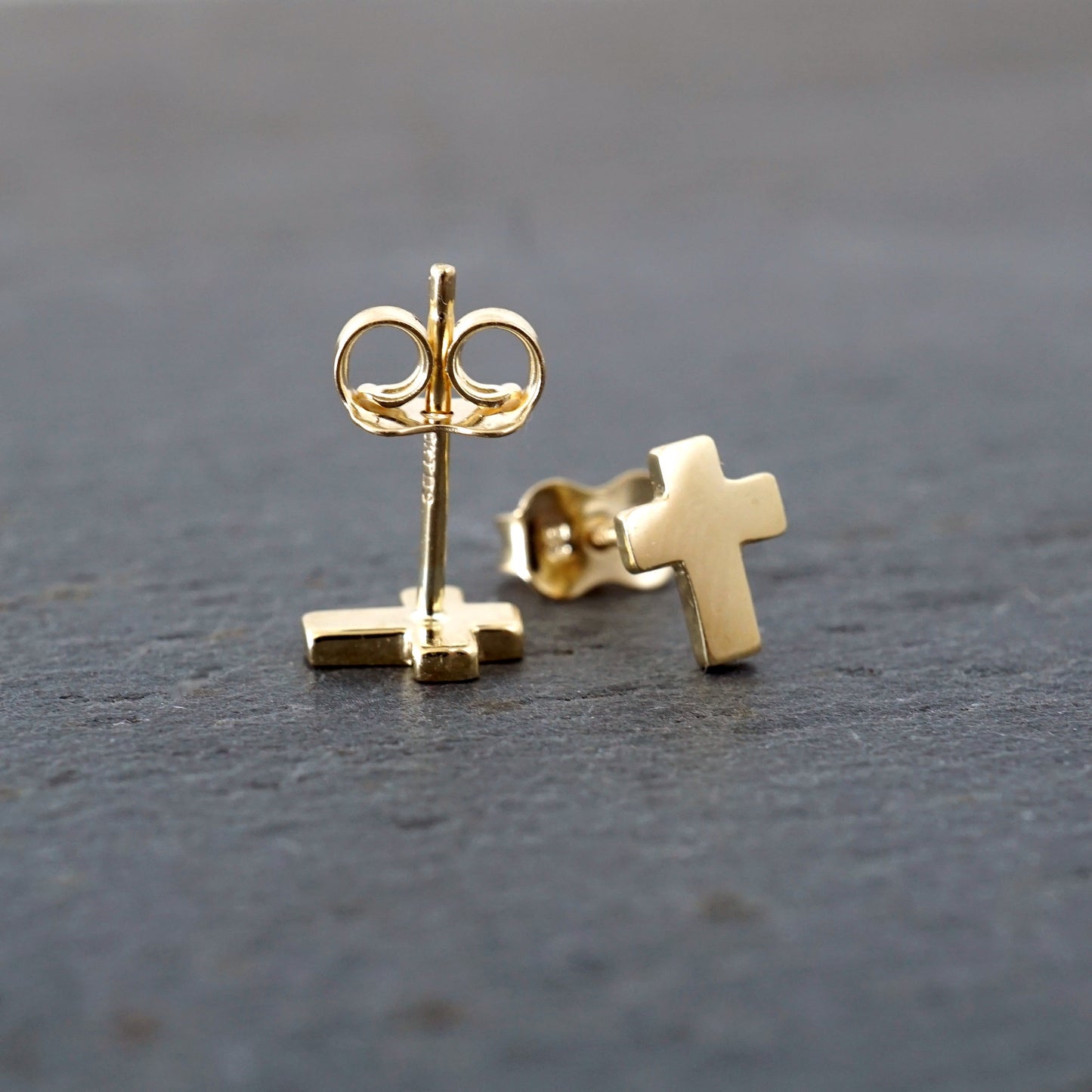 Small Cross 10k Gold Studs
