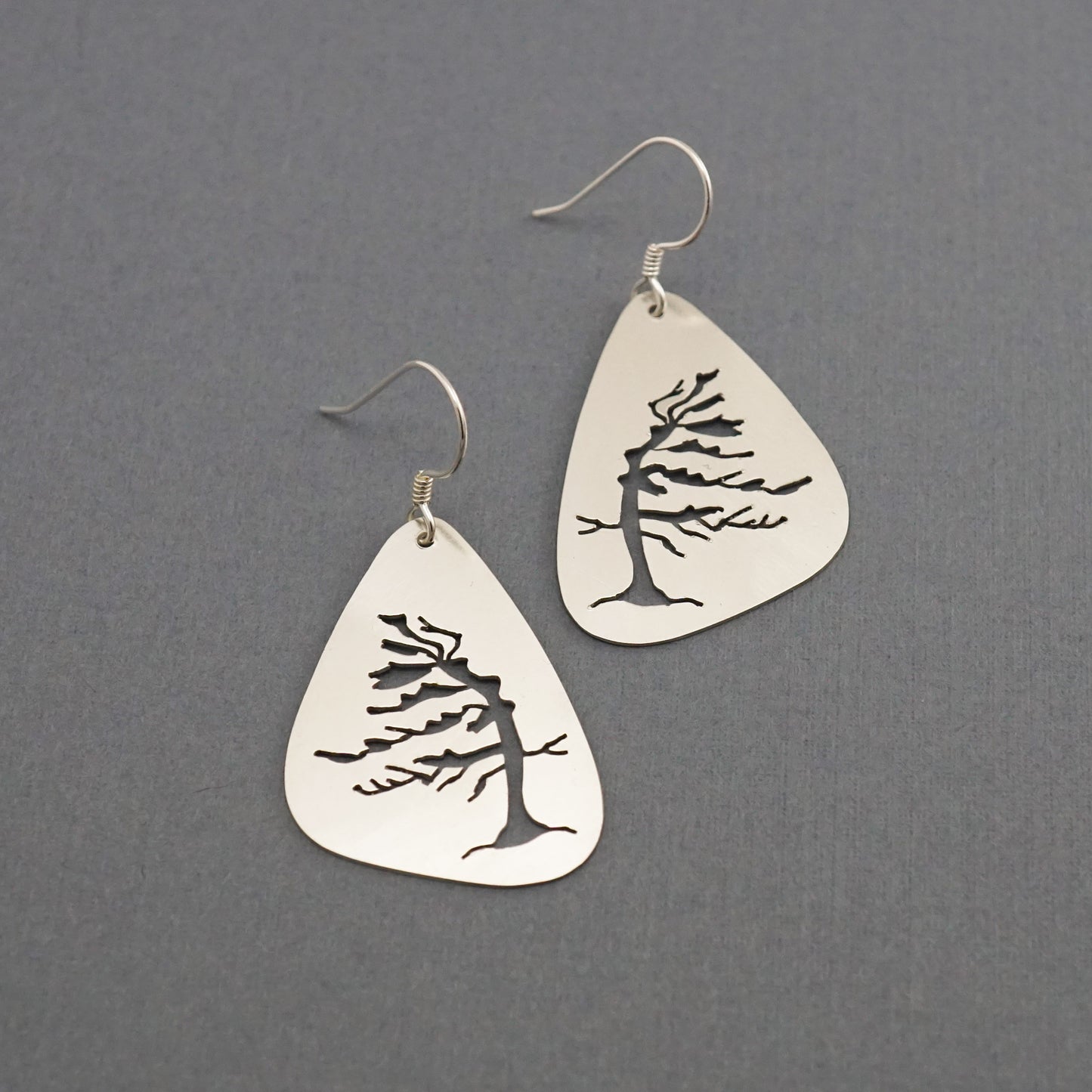 Solid Windswept Pine Tree Earrings