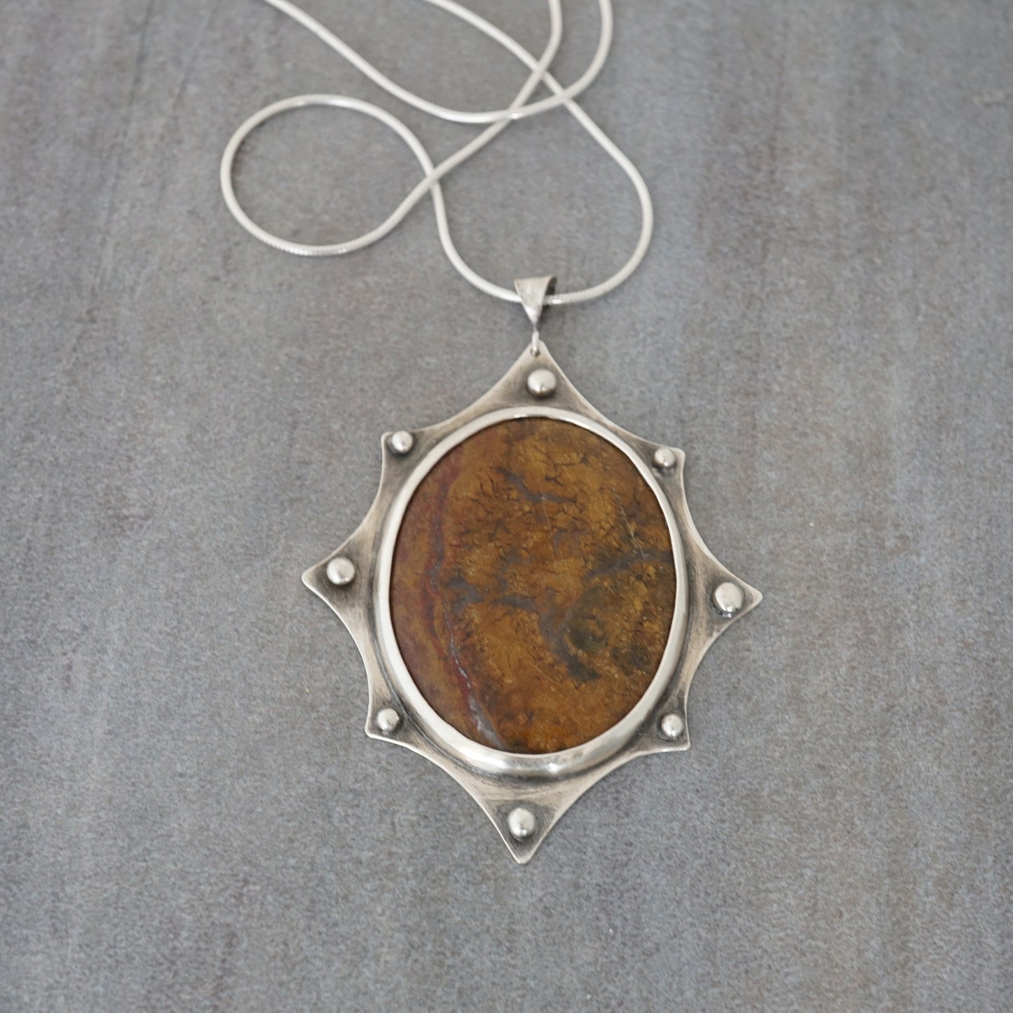 OOAK Petrified Wood Shield Pendant