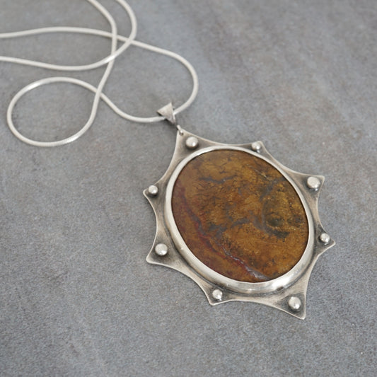 OOAK Petrified Wood Shield Pendant