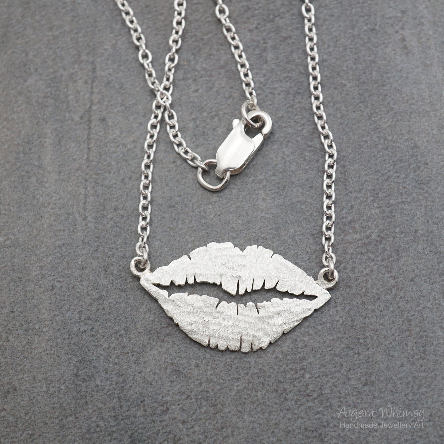 Large Frosted Lips Necklace
