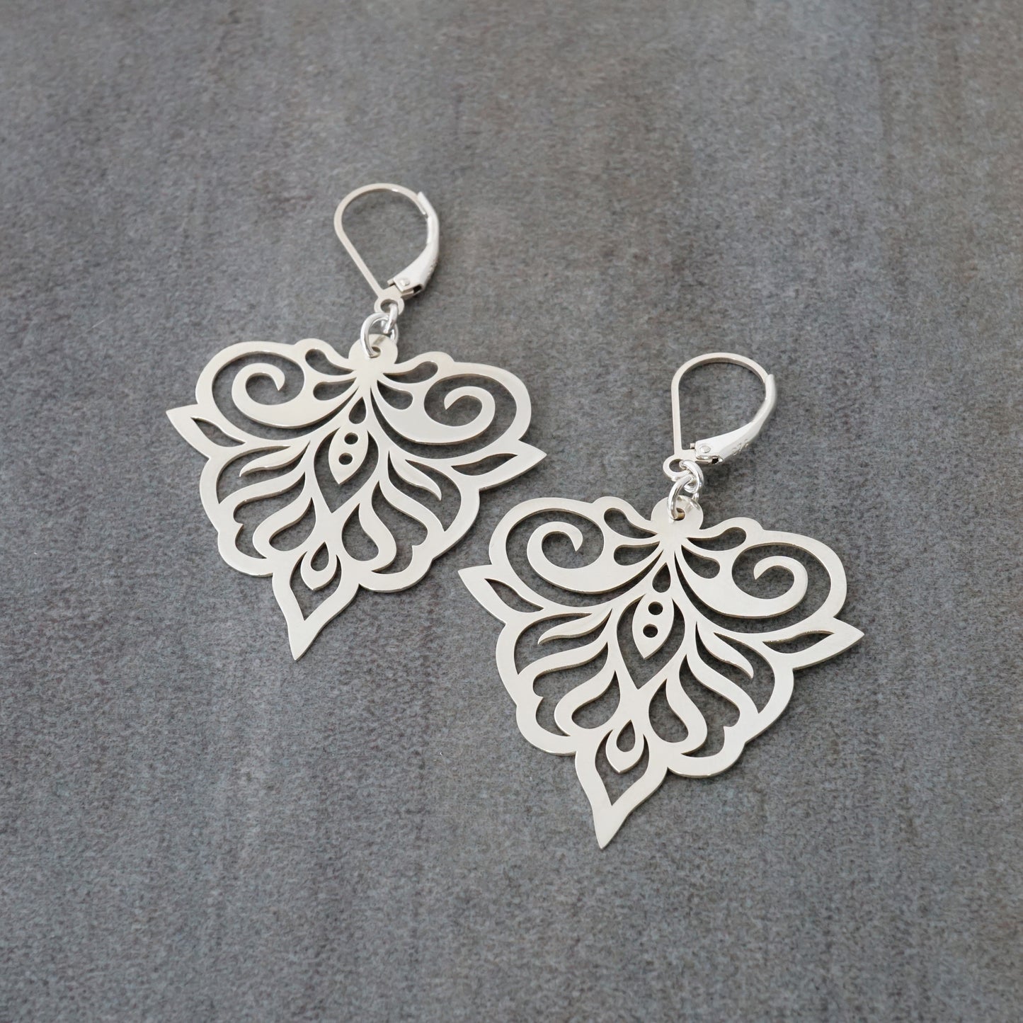 Fancy Lace Pierced Petal Drop Earrings