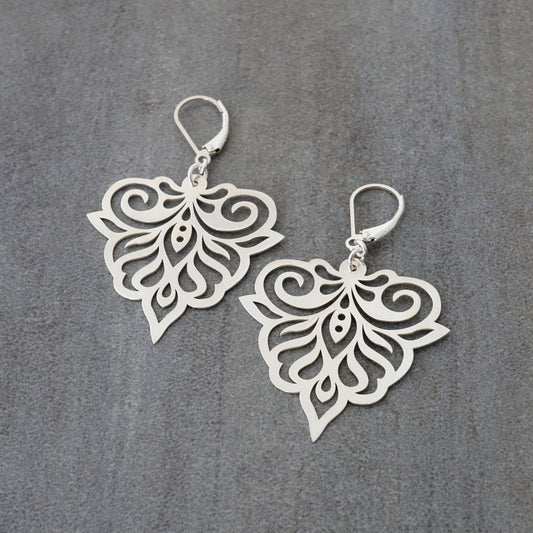 Fancy Lace Pierced Petal Drop Earrings