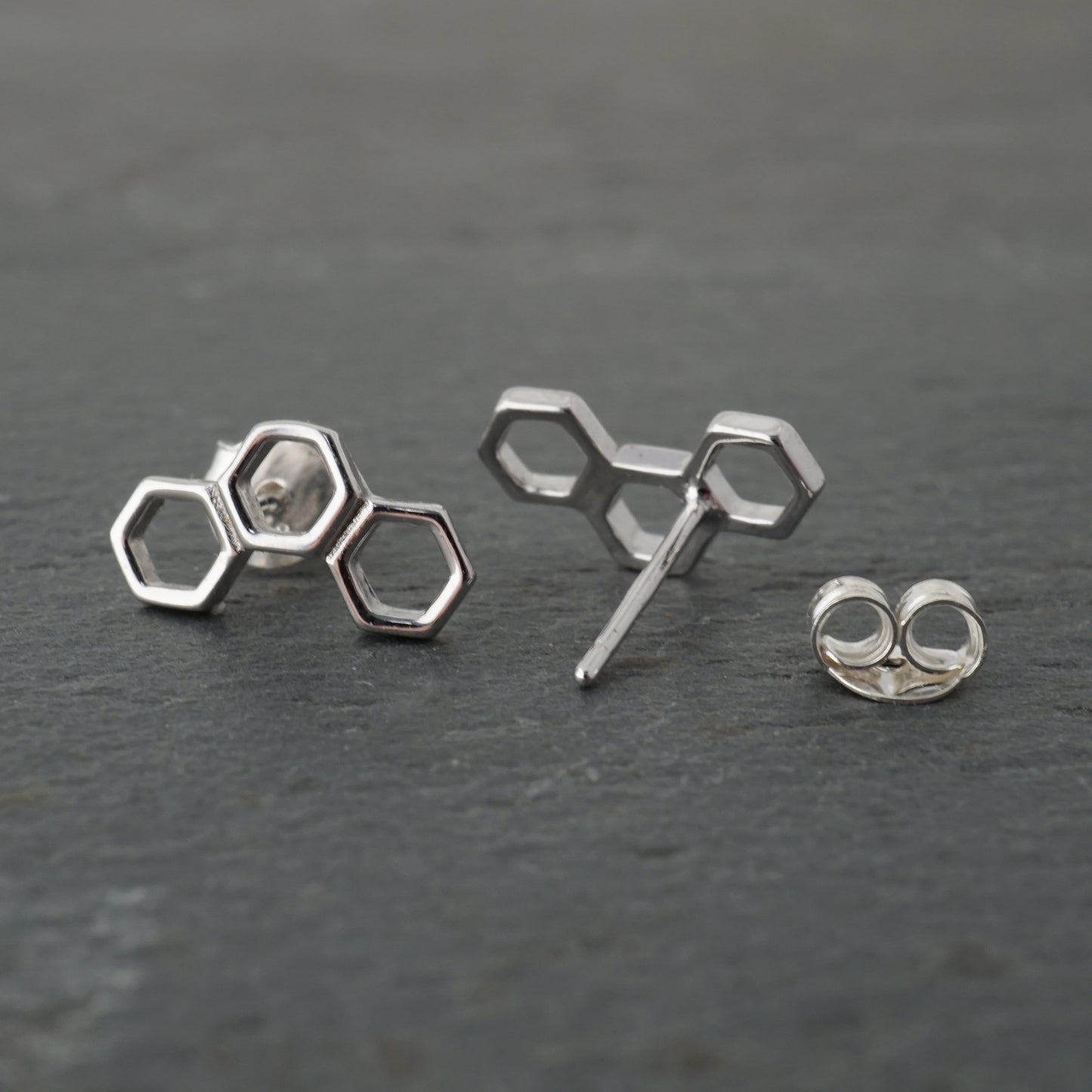 Triple Honeycomb Hexagon Studs