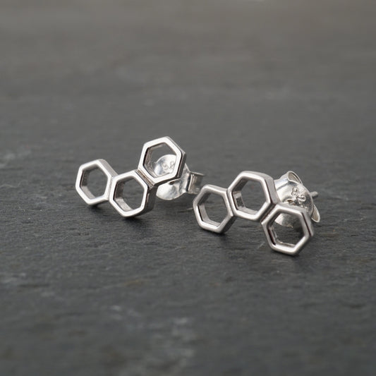 Triple Honeycomb Hexagon Studs