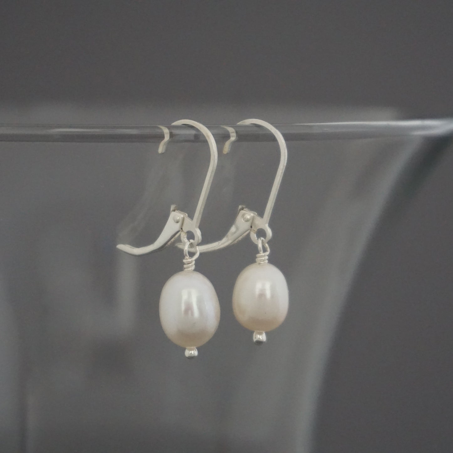 Single FWP Drop Earrings, White