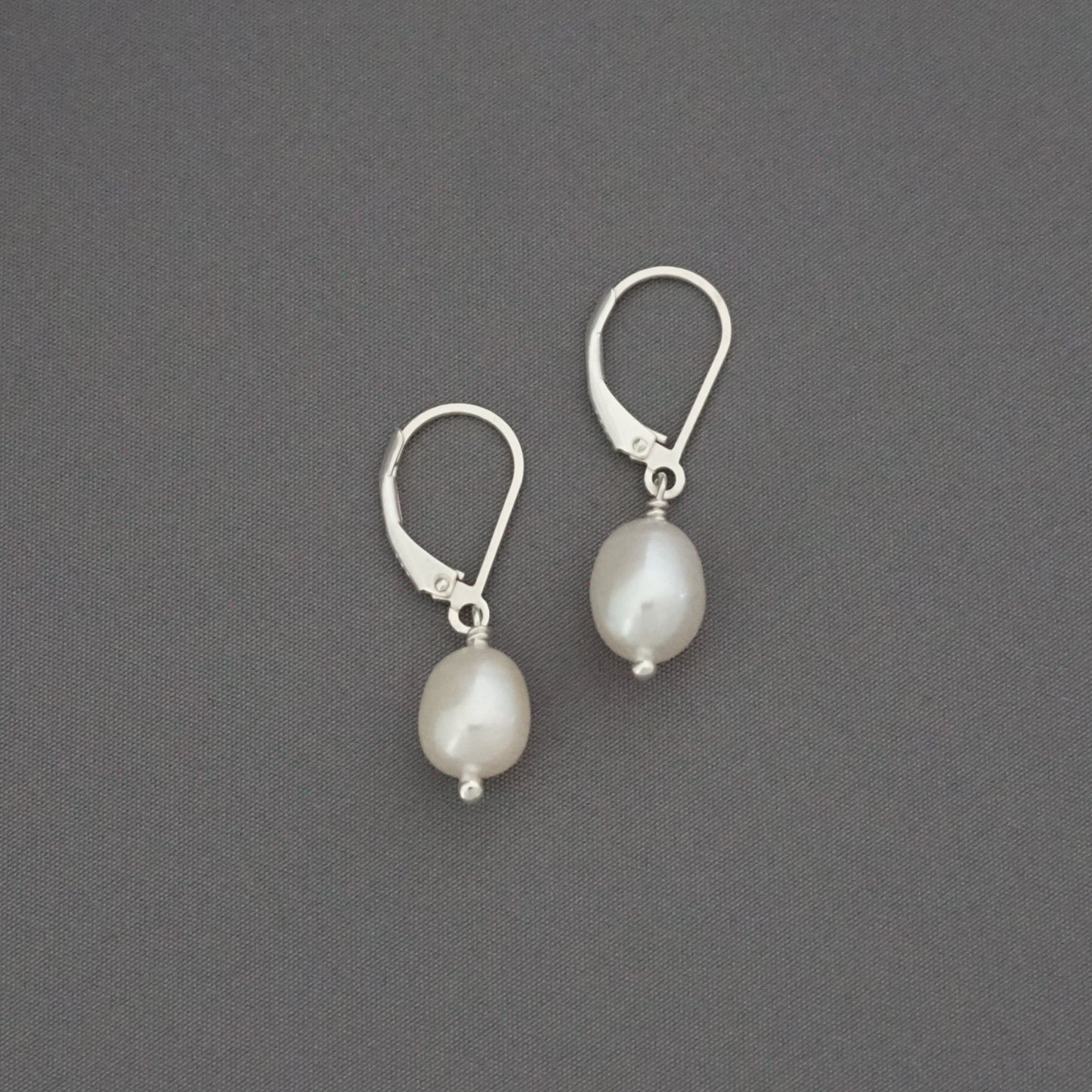 Single FWP Drop Earrings, White